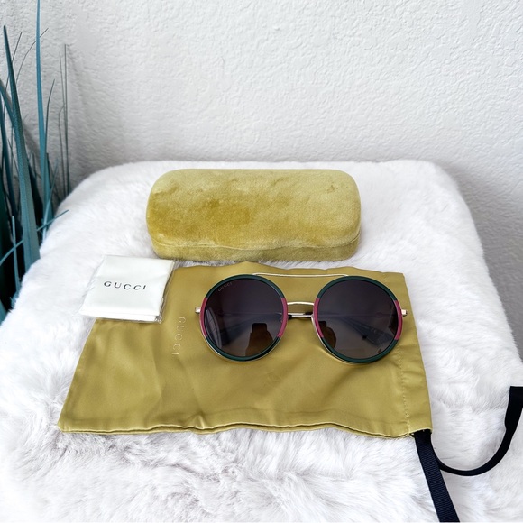 Gucci - Round Sunglasses (Gold/Green Gradient) main image 7